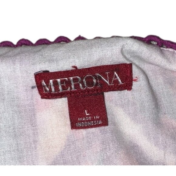 Merona Cotton Sleeveless Paisley V Neck Dress Sz Large Pink Purple Polyester Cas - Picture 4 of 11